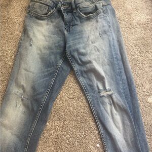 Zara Light Blue Distressed Boyfriend Jeans